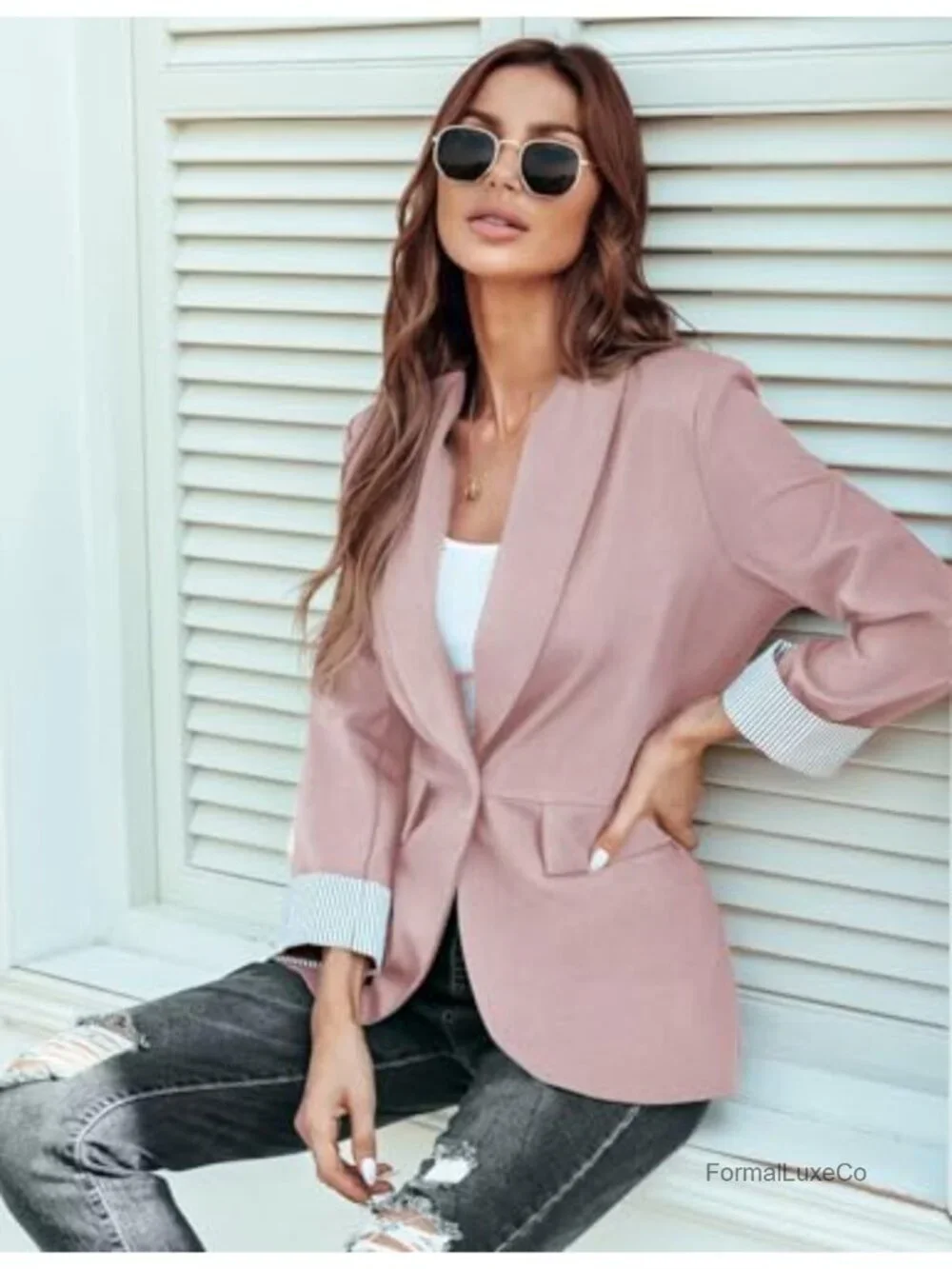 Work Office Blazer with Pockets S-2XL